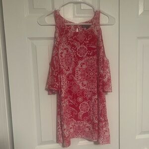 Women's Cold-Shoulder Floral Print Top - Pink